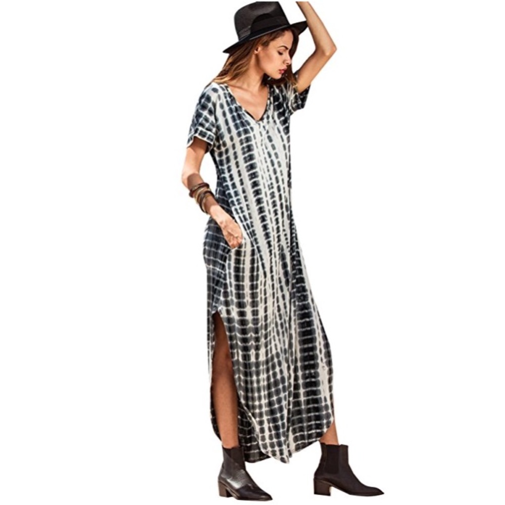 ⭐️HOST PICK⭐️🖤SHORT SLEEVE SPLIT TIE DIE MAXI🖤